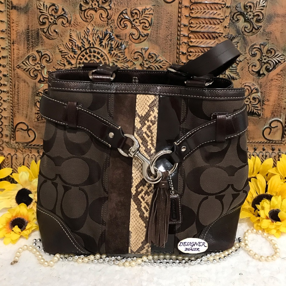 COACH Hampton Signature LTHR Trim Carryall 10264 - Picture 4 of 11